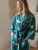 teal jungle cotton dressing gown