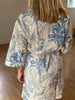 Cotton Kimono - White & Blue Jungle