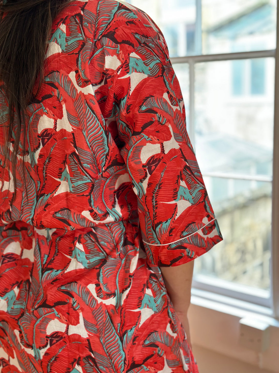 red banana leaf kimono