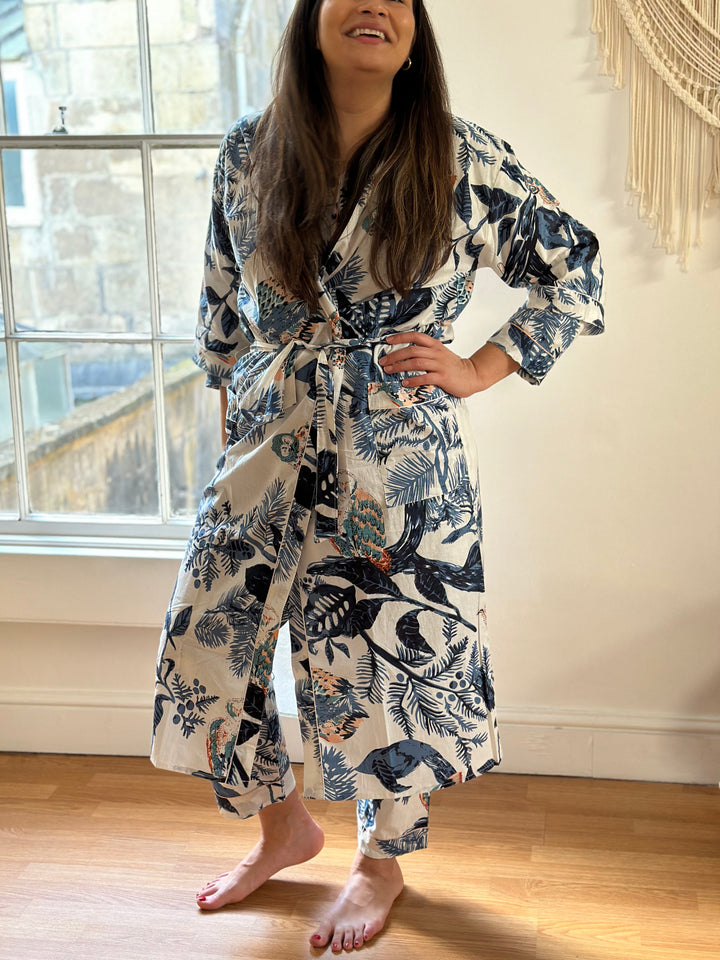 owl jungle pattern kimono