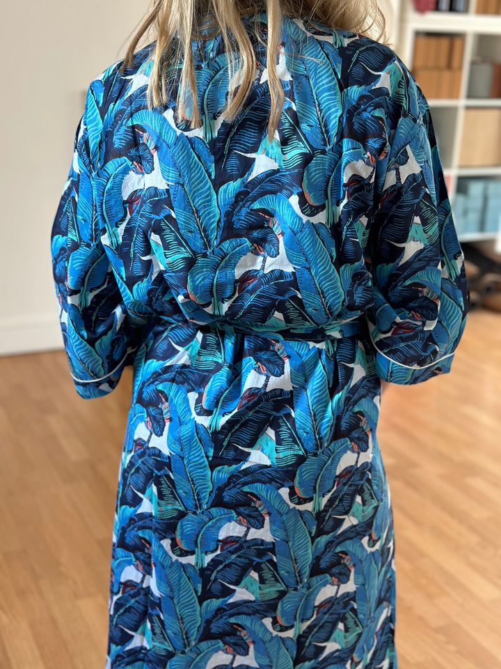 Cotton Kimono - Blue Palms